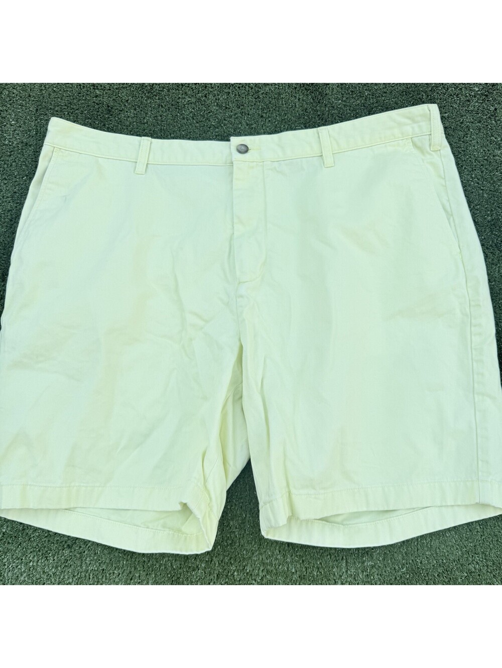 Nautica The Deck Short Mens 42 Yellow Chino Shorts Classic Fit Cotton 8” Inseam